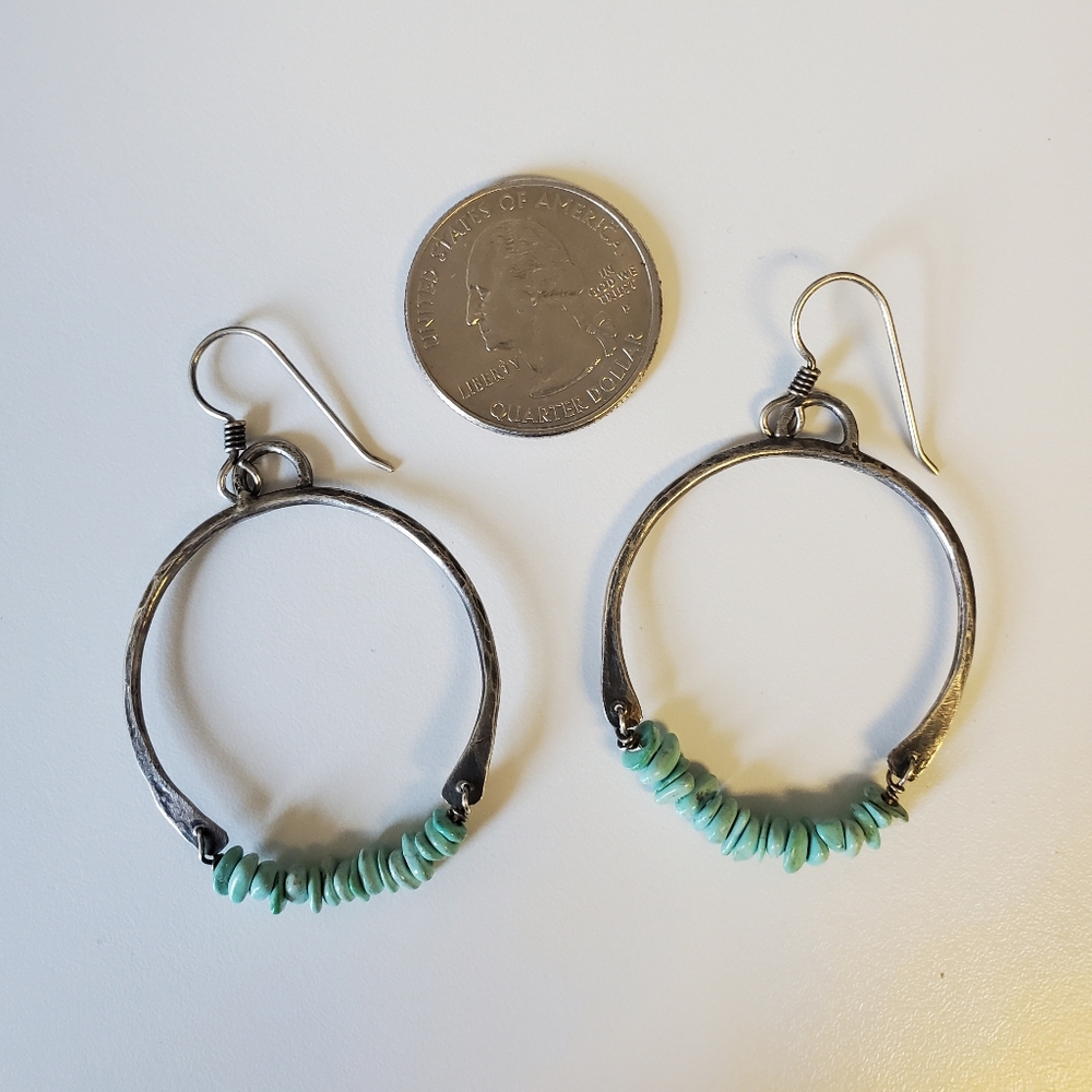 Turquoise Bead Hoop Earrings